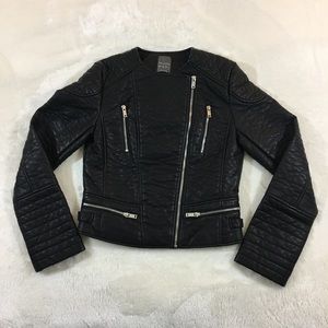 Motorcycle Jacket Cropped Vegan Leather Small